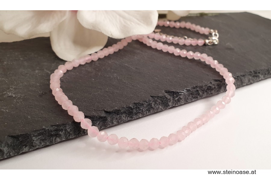 Kette Rosenquarz facettiert 4mm
